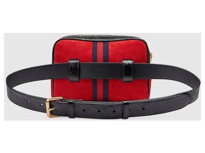Gucci Web Neuheit Kleiner Ophidia Gürteltasche aus rotem Wildleder - Ansicht 10