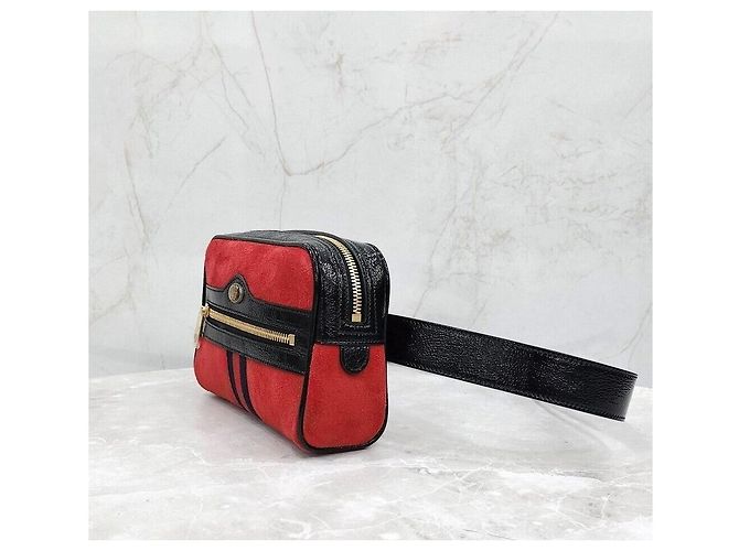 Gucci Web Neuheit Kleiner Ophidia Gürteltasche aus rotem Wildleder - Ansicht 2