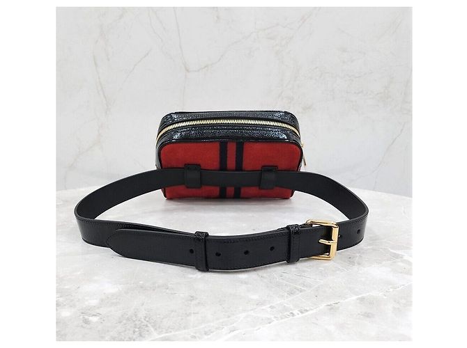Gucci Web Neuheit Kleiner Ophidia Gürteltasche aus rotem Wildleder - Ansicht 3