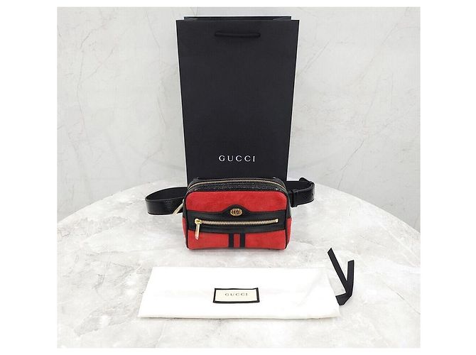 Gucci Web Neuheit Kleiner Ophidia Gürteltasche aus rotem Wildleder - Ansicht 8