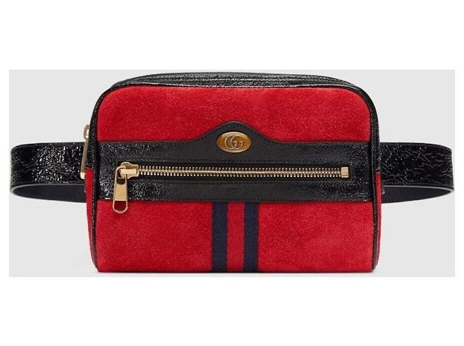 Gucci Web Neuheit Kleiner Ophidia Gürteltasche aus rotem Wildleder - Ansicht 9