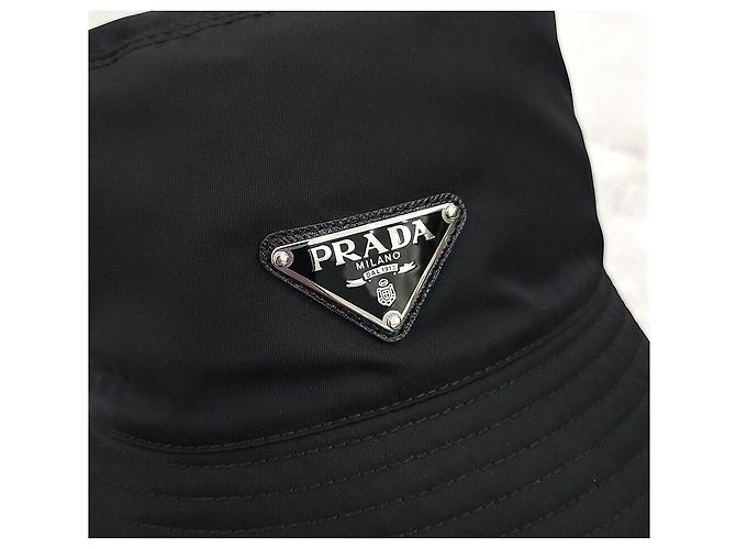 Prada Nylon-Bucket-Hat mit Dreieckslogo Schwarz - Ansicht 4