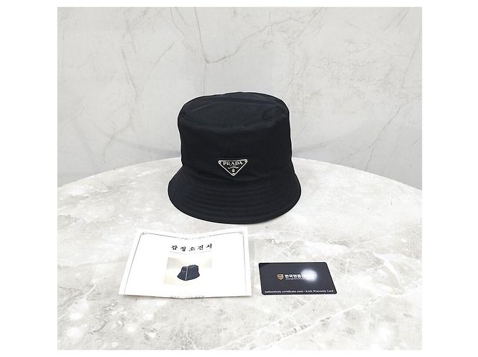 Prada Nylon-Bucket-Hat mit Dreieckslogo Schwarz - Ansicht 7