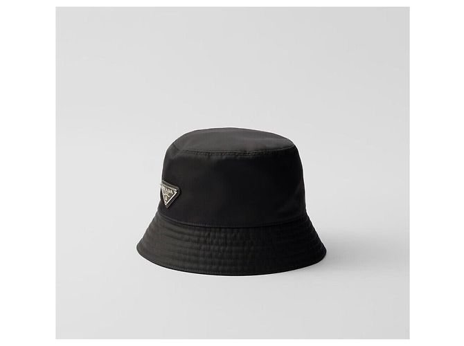 Prada Nylon-Bucket-Hat mit Dreieckslogo Schwarz - Ansicht 8