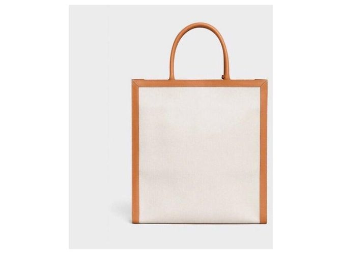 Cabas Céline Vertikaler Canvas-Shopper Natural Tan - Ansicht 10