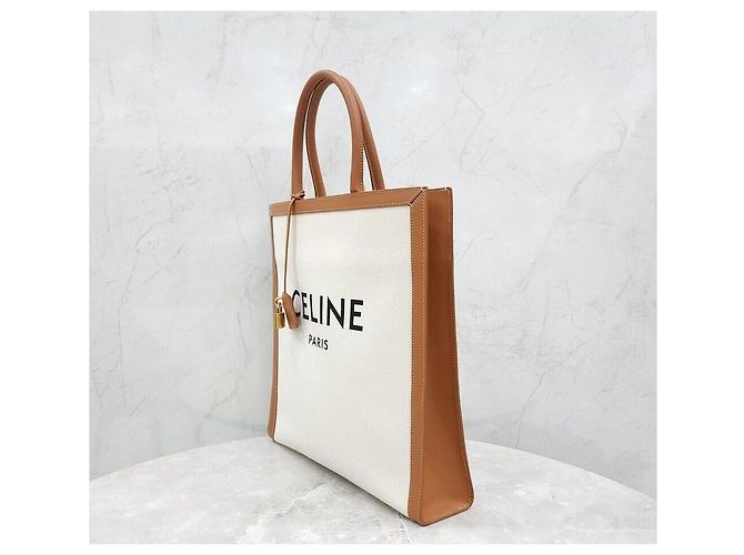 Cabas Céline Vertikaler Canvas-Shopper Natural Tan - Ansicht 2