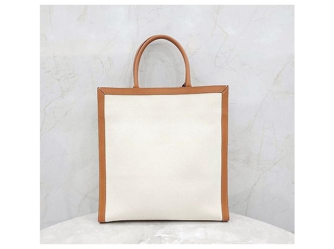 Cabas Céline Vertikaler Canvas-Shopper Natural Tan - Ansicht 3
