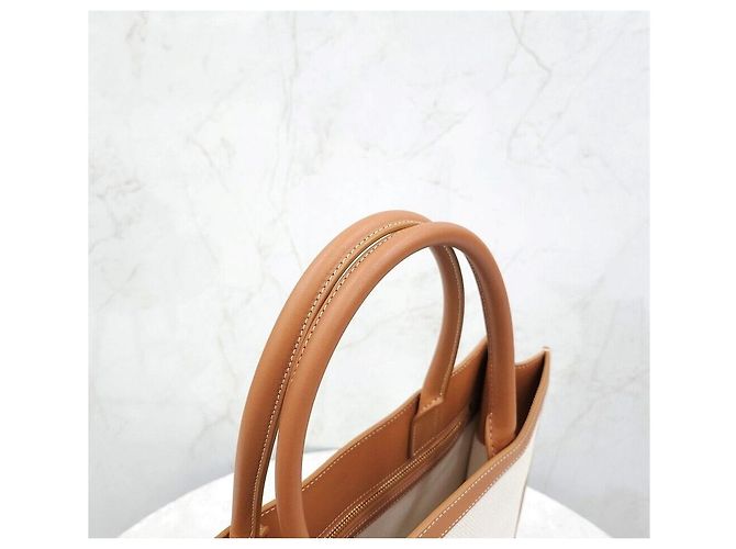 Cabas Céline Vertikaler Canvas-Shopper Natural Tan - Ansicht 4