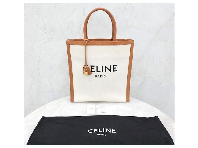 Cabas Céline Vertikaler Canvas-Shopper Natural Tan - Ansicht 8