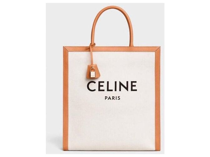 Cabas Céline Vertikaler Canvas-Shopper Natural Tan - Ansicht 9