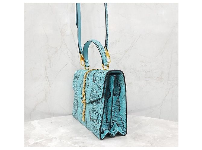 Gucci Bolsa de mão e de ombro em python azul Edição Limitada - vista 2