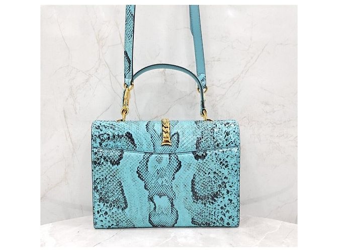 Gucci Bolsa de mão e de ombro em python azul Edição Limitada - vista 3