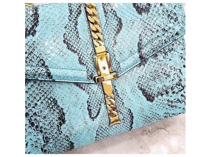Gucci Bolsa de mão e de ombro em python azul Edição Limitada - vista 5