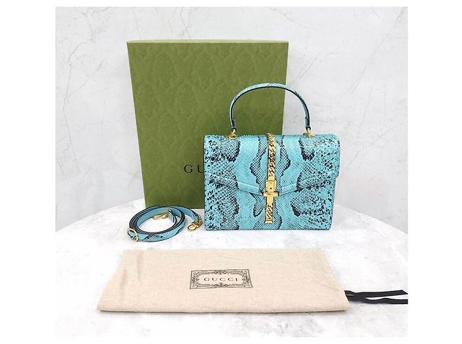 Gucci Bolsa de mão e de ombro em python azul Edição Limitada - vista 9