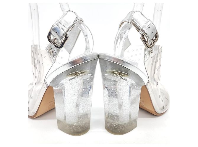 Sandali in PVC Chanel Argento - vista 3