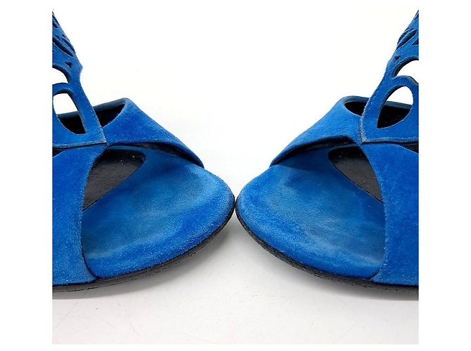 Hermès Wildleder-Sandalen Blau - Ansicht 2