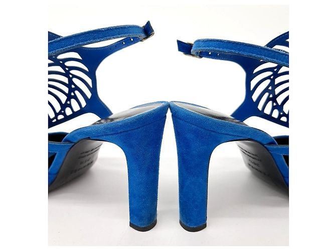 Hermès Wildleder-Sandalen Blau - Ansicht 3