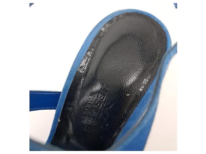 Hermès Wildleder-Sandalen Blau - Ansicht 6