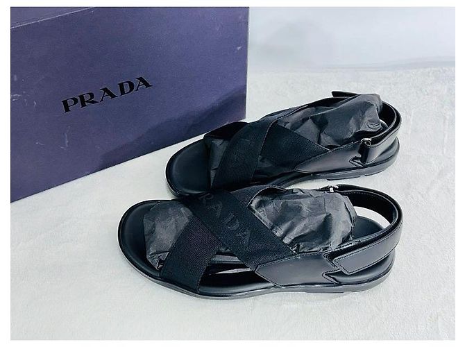 Prada Sandali in nylon da uomo Nero - vista 3