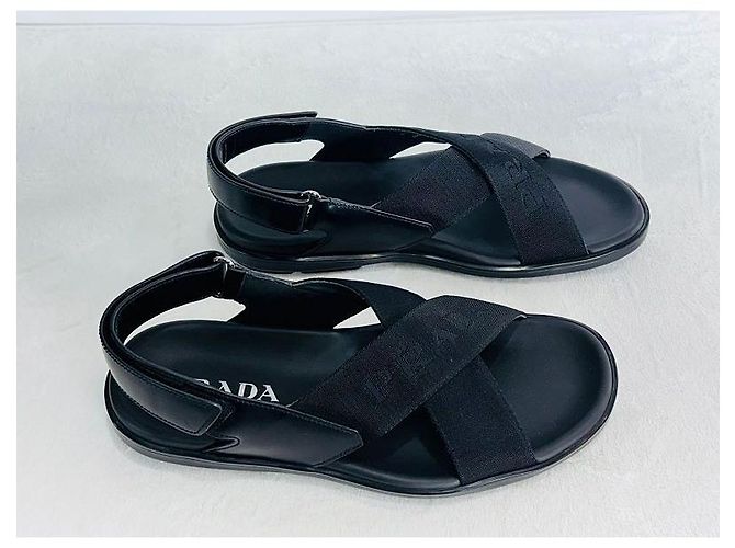 Prada Sandali in nylon da uomo Nero - vista 4