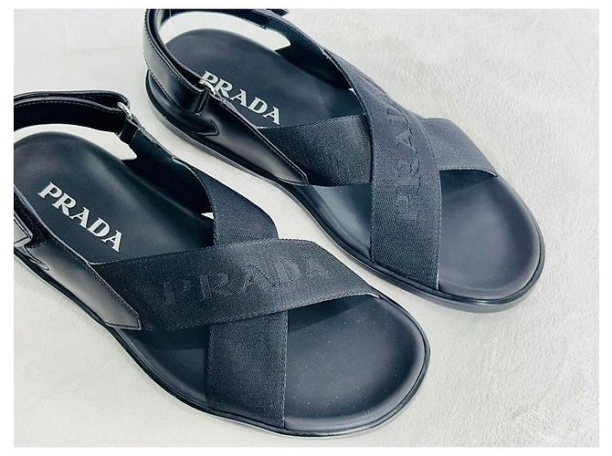 Prada Sandali in nylon da uomo Nero - vista 6