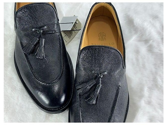Brunello Cucinelli Mocassini con nappe in pelle nero autentico - vista 10