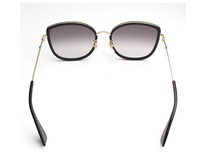 Gucci Schwarze Sonnenbrille mit flachem Goldton-Gestell - Ansicht 4