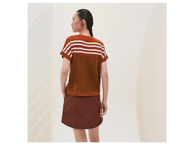 Hermès Suéter de twill de manga corta Castaño - vista 3