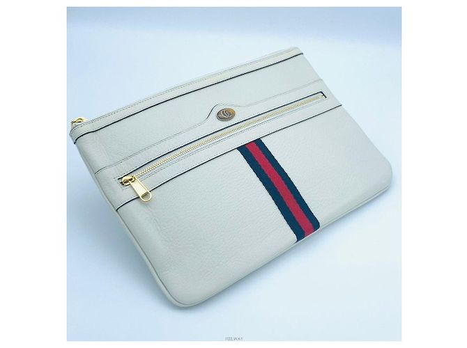 Gucci Clutch Ophidia a righe bianche Bianco - vista 3