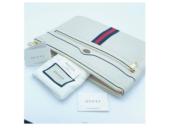 Gucci Clutch Ophidia a righe bianche Bianco - vista 5