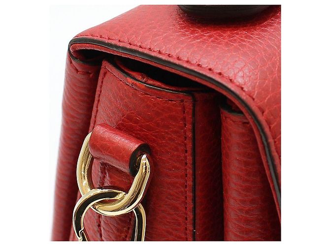 Gucci Bolsa de mão e de ombro com corrente e alça superior entrelazada em couro vermelho - vista 10