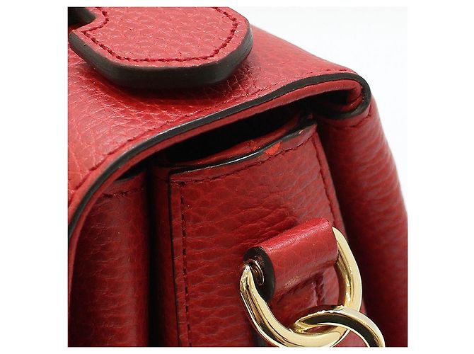 Gucci Bolsa de mão e de ombro com corrente e alça superior entrelazada em couro vermelho - vista 11
