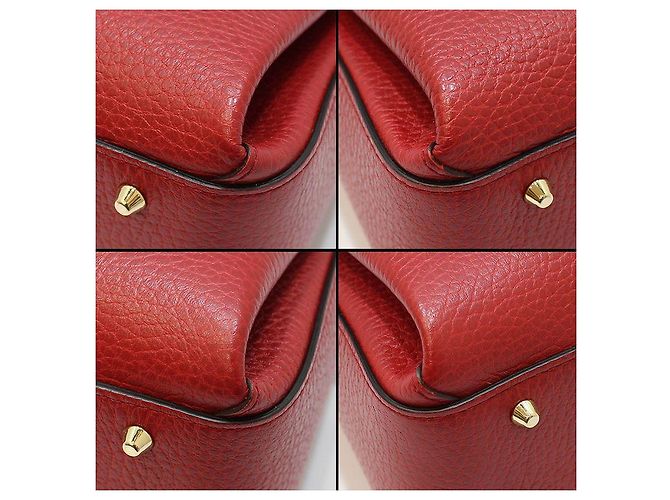 Gucci Bolsa de mão e de ombro com corrente e alça superior entrelazada em couro vermelho - vista 13