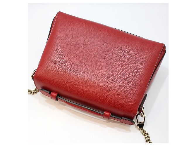 Gucci Bolsa de mão e de ombro com corrente e alça superior entrelazada em couro vermelho - vista 4