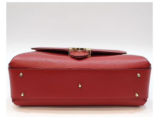 Gucci Bolsa de mão e de ombro com corrente e alça superior entrelazada em couro vermelho - vista 5