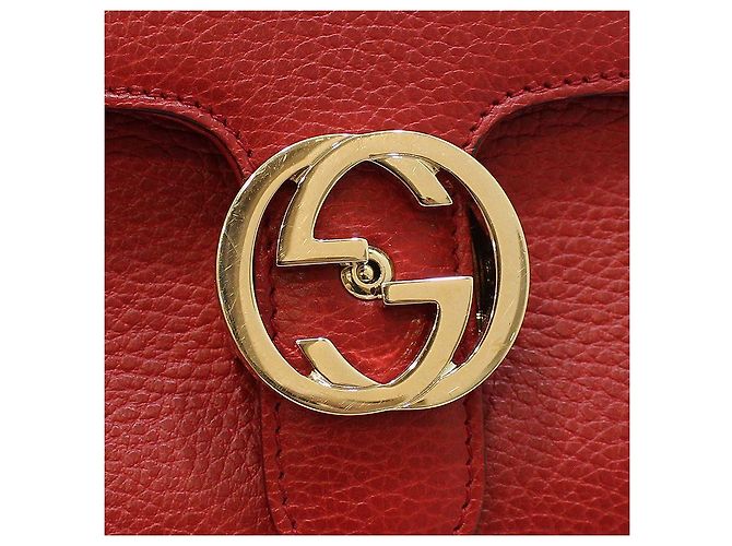 Gucci Bolsa de mão e de ombro com corrente e alça superior entrelazada em couro vermelho - vista 9