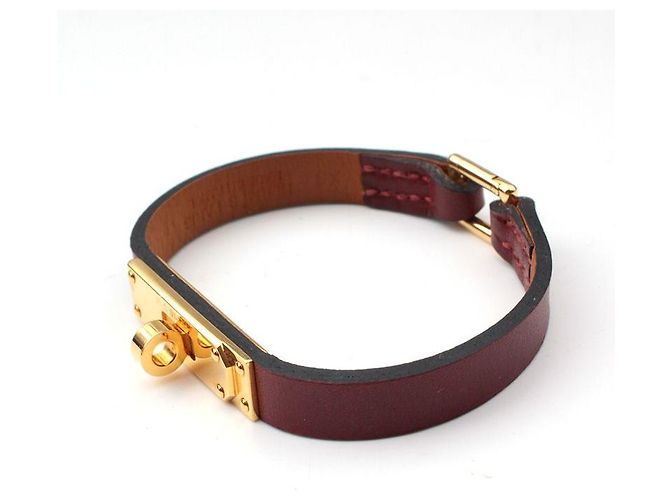 Hermès Bracciale Micro Kelly bordeaux placcato oro XS Rosso - vista 2