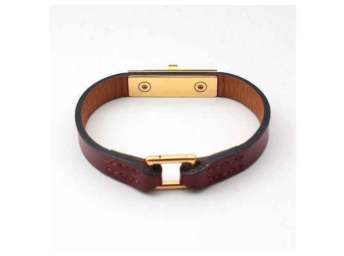 Hermès Bracciale Micro Kelly bordeaux placcato oro XS Rosso - vista 3
