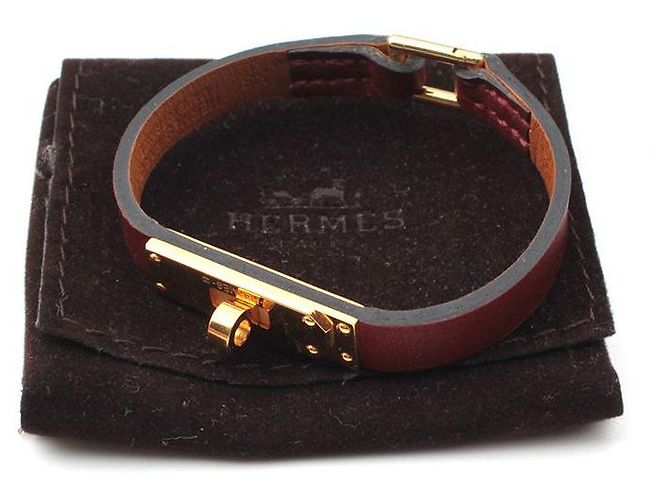 Hermès Bracciale Micro Kelly bordeaux placcato oro XS Rosso - vista 4