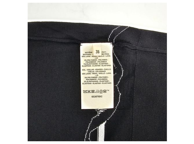 Hermès Suéter de manga comprida para mulher em malha Noir Vermelho - vista 10