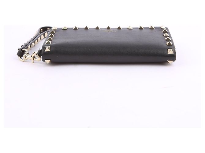 Valentino Clutch wallet Rockstud in pelle nera Nero - vista 10