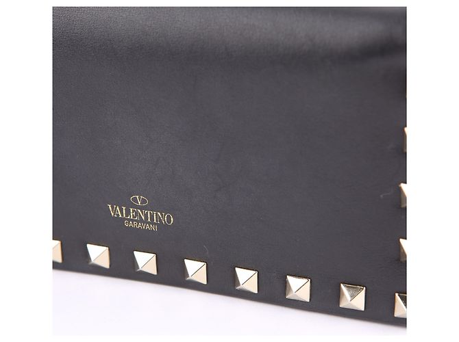 Valentino Clutch wallet Rockstud in pelle nera Nero - vista 12