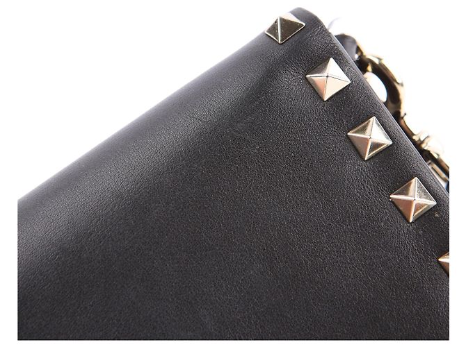 Valentino Clutch wallet Rockstud in pelle nera Nero - vista 14
