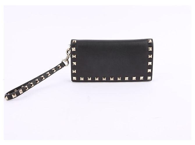 Valentino Clutch wallet Rockstud in pelle nera Nero - vista 15