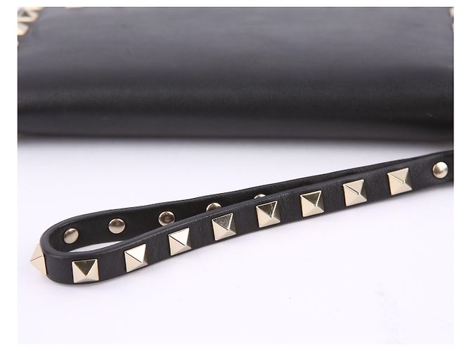 Valentino Clutch wallet Rockstud in pelle nera Nero - vista 17