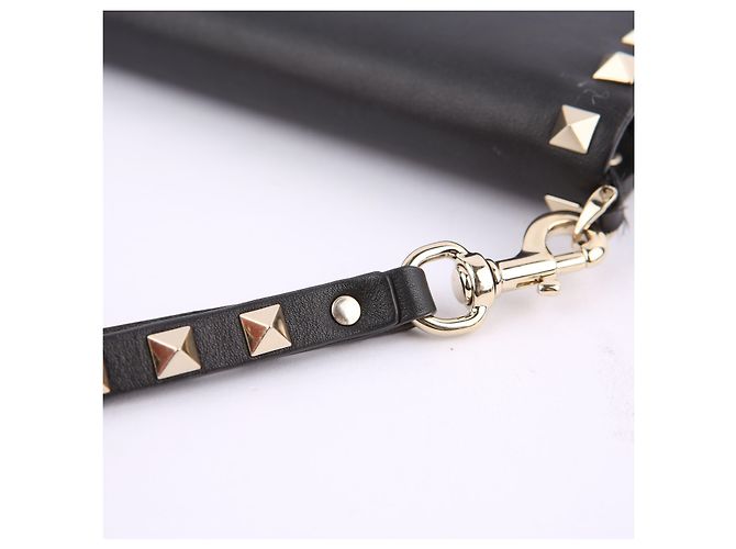 Valentino Clutch wallet Rockstud in pelle nera Nero - vista 18
