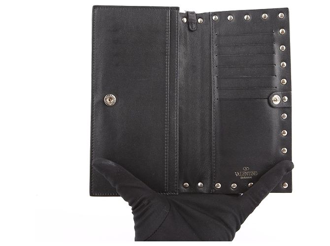 Valentino Clutch wallet Rockstud in pelle nera Nero - vista 19