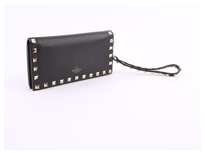 Valentino Clutch wallet Rockstud in pelle nera Nero - vista 2