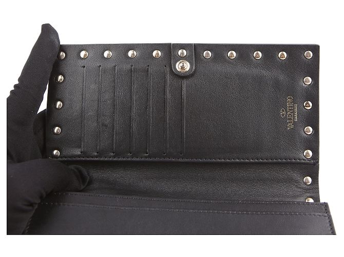 Valentino Clutch wallet Rockstud in pelle nera Nero - vista 20