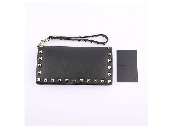 Valentino Clutch wallet Rockstud in pelle nera Nero - vista 22